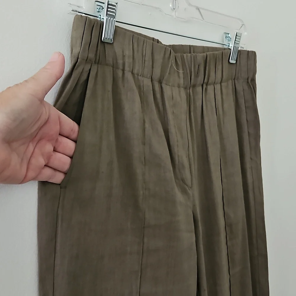 Babaton Cropped Linen-blend Pants In Morel Size‎ Small
